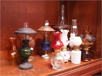 11 miniature oil lamps, some as-is,