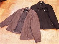 Two men's wool jackets: one a black