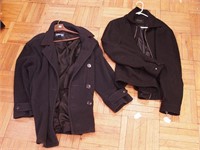 Two men's wool jackets, one a black Banana