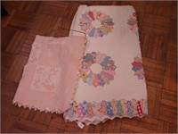 Two vintage handsewn quilts: one Dresden Plate,
