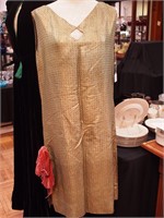 Flapper style sleeveless dress in silk brocade