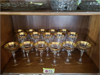 WINE GLASSES, GOLD TRIM, 7 3/4" & 5 3/4"