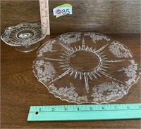 CRYSTAL ETCHED GLASS SERVING PLATES
