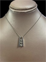 14kt Gold 3/4 ct Channel Set Diamond Necklace