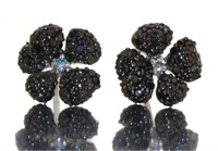 Brilliant Black & White Diamond Flower Earrings
