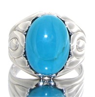 Genuine Cabochon Turquoise Designer Ring