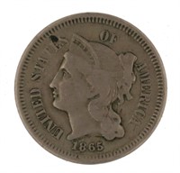 1865 Liiberty 3 Cent Nickel