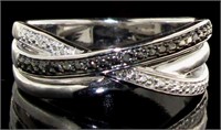 Elegant Black & White Diamond Accent Ring