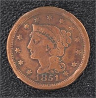 1851 Braided Hair Copper Large Cent