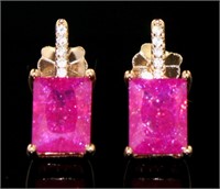 Radiant Cut 4.00 ct Pink Sapphire Post Earrings