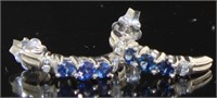 10kt White Gold Genuine Sapphire & Diamond Earring