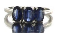 Genuine 1.54 ct Blue Kyanite 3 Stone Designer Ring
