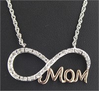 Two Tone "Mom" Infinity Diamond Necklace