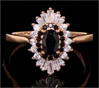 Elegant 1.66 ct Black & White Topaz Baguette Ring