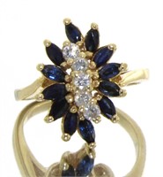 14kt Gold Natural 1.70 ct Sapphire & Diamond Ring