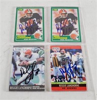4 Autographed Reggie Langhorne Football Cards