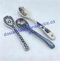 Lot of (3) Polish Stoneware Pottery Spoons