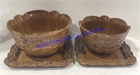 Pair of Matching Stoneware Bowls & Platters