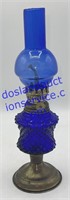 Blue Glass Oil Lamp (10”)