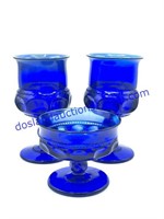 Lot of (3) Matching Blue Glass Pieces