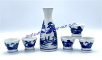 Oriental Decanter & (5) Tasting Glasses