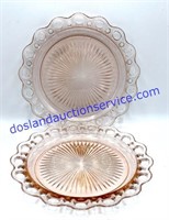 Pair of Pink Glass Plates (10”)