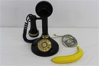 1973 Onyx Black Candlestick Rotary Telephone