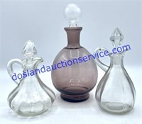Lot of (3) Glass Decanters