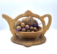 Wooden Teapot + Wooden Fruit
