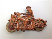 Hubley Cast Iron Battery OP Motorcycle, Orange
