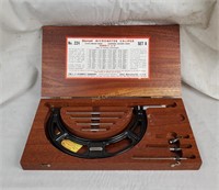 Starrett Micrometer Caliper 244 In Org Wood Case