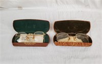 2 Vintage Gold Filled Reading Glasses W/ Cases