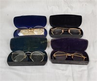 4 Vintage Round Reading Glasses 3 Gold Filled