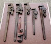 Lot Of 5 Large Pipe Wrenches Ridgid & Trimo