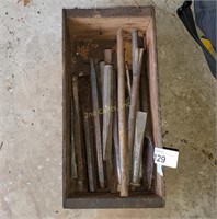 Wood Box Full Of Punches & Chisels