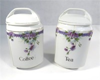 Vintage Porcelain Coffee and Tea Canasters