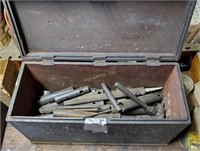 Antique Tool Box W/ Tools Sockets Files Wrenches