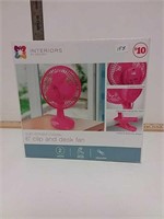 Interiors by design 6" clip and desk fan pink New