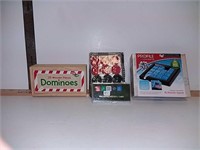 Dominoes , checkers set, profile wooden 15 puzzle