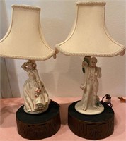 193 - MATCHING CERAMIC FIGURINE TABLE LAMPS 17.5"H