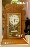 Clock, Ingraham Mantle Clock, Wooden, Antique