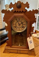 Clock, Mantle Clock, Trade Mark A, Wooden, Antique
