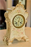 Clock, Hand Painted, Ceramic, Antique