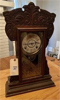 Clock, Mantle Clock, Wooden, Antique