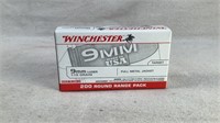 (200) Winchester 115gr 9mm Luger FMJ Ammo