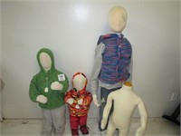 SET OF 4 CHILDRENS MANNEQUINS- CLOTHES INCLUDED