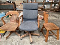 Wood Rolling Office Chair, Office Chair with