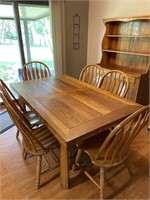 1940’s Ranch Oak Table, Pull Out Leaves and (6)