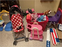 Baby Stroller, Kids Plastic Chairs, Toys, and
