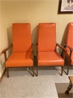 (2)Vintage Wooden Framed High Backed Arm Chairs